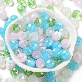 Glass Beads, Faceted, Rondelle, Azure, 10x8mm, Hole: 1mm, about 67pcs/60g