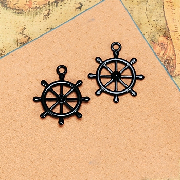 Halloween Alloy Pendants, for Jewelry Necklace Bracelet Making Crafts, Anchor & Helm, 28x24mm