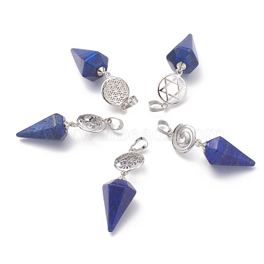 Platinum Cone Lapis Lazuli Pendants