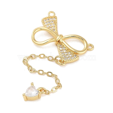 Real 18K Gold Plated Clear Bowknot Brass+Cubic Zirconia Big Pendants