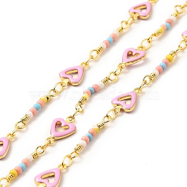 Pink Brass+Glass Handmade Chains Chain