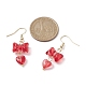 boucles d'oreilles pendantes en verre avec nœud papillon et cœur(EJEW-JE05647)-3