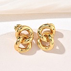 Curb Chain 304 Stainless Steel Stud Earrings for Women, Ion Plating(IP), Golden, 20x13mm(EJEW-K333-29G)