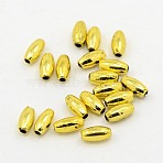 Plating Plastic Acrylic Rice Beads, Golden Plated, 8x4mm, Hole: 1.5mm(X-PACR-L004-03G)