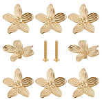 6Pcs Flower Alloy Drawer Knobs, Drawer Pulls Handle, with Iron Screw, for Home, Cabinet, Cupboard and Dresser, Golden, 58x56x18mm(FIND-GO0004-03)