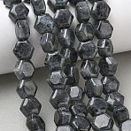 Natural Larvikite Beads Strands, Hexagon, 10~10.5x11~11.5x6.5~7mm, Hole: 1mm, about 37~38pcs/strand, 15.04~15.16''(38.2~38.5cm)(G-G463-A05-10x11mm)