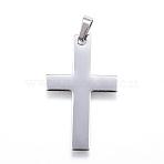 Tarnish Resistant 304 Stainless Steel Pendants, Latin Cross, Stainless Steel Color, 36.5x22x1mm, Hole: 4x7mm(STAS-G124-16P)