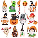Halloween Theme DIY PVC Diamond Painting Sticker Kit, Including Rhinestones Bag, Diamond Sticky Pen, Tray Plate and Glue Clay, Mixed Color, 50~80mm(PW-WG46617-02)