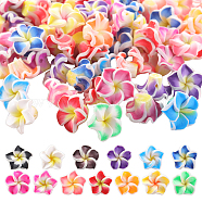 Handmade Polymer Clay 3D Flower Plumeria Beads, Mixed Color, 12x8mm, Hole: 1.6~2mm, 100pcs/bag(CLAY-SC0001-55B)