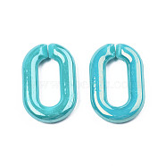 Opaque Acrylic Linking Rings, Quick Link Connectors, for Cable Chains Making, Pearlized, Oval, Cyan, 31x19.5x5.5mm, Inner Diameter: 19.5x7.5mm(X-OACR-S036-006A-H03)