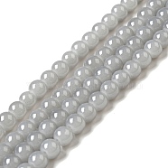 Imitation Jade Glass Beads Strands, Spray Painted, Round, Light Grey, 6mm, Hole: 1.3~1.6mm, about 133pcs/strand, 31.4 inch(DGLA-S076-6mm-30)