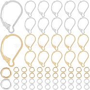 80Pcs 2 Color 304 Stainless Steel Leverback Earring Findings, with 100Pcs Opean Jump Rings, Real 24K Gold Plated & Stainless Steel Color, 16.5x10x2mm, Pin: 1mm, 40Pcs/color(STAS-SP0001-19)