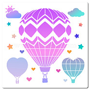 PET Plastic Hollow Out Drawing Painting Stencils Templates, Square, Hot Air Balloon Pattern, 300x300mm(DIY-WH0244-257)