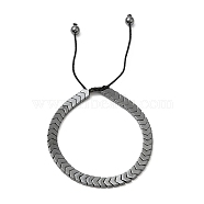 Synthetic Non-magnetic Hematite Arrow Braided Bead Bracelets, Gunmetal, Inner Diameter: 2-1/2~3-7/8 inch(6.4~9.8cm)(BJEW-E080-01C)
