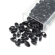 MiYuki Long Magatama Beads, Japanese Seed Beads, (LMA401) Opaque Black, 7x4mm, Hole: 1mm, about 3500pcs/bag, 450g/bag(SEED-R040-LMA401)