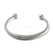 304 Stainless Steel Open Cuff Bangle, Wire Wrap Bangle for Women, Stainless Steel Color, Inner Diameter: 2-1/2 inch(6.5cm)(BJEW-D021-01B-P)