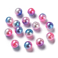 Rainbow ABS Plastic Imitation Pearl Beads, Gradient Mermaid Pearl Beads, Round, Royal Blue, 5.5~6x5~5.5mm, Hole: 1.5mm, about 5000pcs/500g(OACR-Q174-6mm-14)