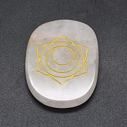 Natural Rose Quartz Cabochons, Oval with Chakra Pattern, 43~46x33~36x6~7mm(G-O175-07F)
