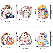 6 Styles DIY Diamond Keychain Painting Kit, Including Resin Rhinestones Bag, Diamond Sticky Pen, Tray Plate and Glue Clay, Hedgehog, 60~80mm long, 6pcs/set(PW-WG55BEA-04)