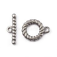 304 Stainless Steel Toggle Clasps, Ring, for DIY Jewelry Making, Stainless Steel Color, Ring: 18.8x14.8x2.8mm, Bar: 21x6.5x2.8mm, Hole: 2mm(STAS-D170-03P)