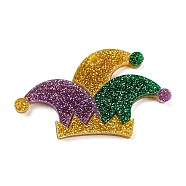 Opaque Acrylic Glitter Powder Pendants, Carnival of Three Colors, Hat, 28x49.5x5mm, Hole: 2mm(OACR-G020-01C)