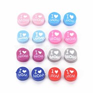 Handmade Polymer Clay Beads, Mother's Day Theme, Flat Round with Word I Love MOM, Mixed Color, 8~9.5x3.5~4.5mm, Hole: 1.5mm(X1-CLAY-T019-11)