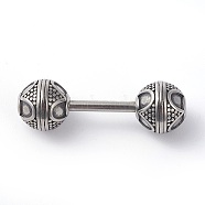 316 Surgical Stainless Steel Beads, Dumbbell, Antique Silver, 31x9.5mm, Hole: 1mm(STAS-F190-21AS)