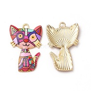 Alloy Enamel Pendants, Cadmium Free & Nickel Free & Lead Free, Golden, Cat Charms, Colorful, 30x19.5x2.5mm, Hole: 2.2mm(ENAM-M046-10G-I)