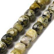 Natural Yellow Turquoise(Jasper) Beads Strands, Faceted, Cube, 6.5~7.5x6.5~7.5x6.5~7.5mm, Hole: 1.2mm, about 57~58pcs/strand, 15.35~15.55 inch(39~39.5cm)(G-H078-C04-01)