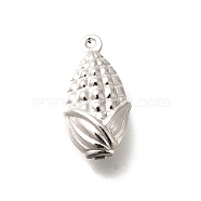 Brass Pendants, Corn Charms, Cadmium Free & Lead Free, Long-Lasting Plated, Rack Plating, Silver, 18x10x7mm, Hole: 1mm(KK-M313-32S)