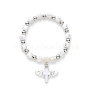 Gold acrylic cross bead bracelet angel cross prayer bead bracelet(NW4525-2)