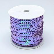 AB-Color Plastic Paillette Beads, Sequins Beads, Ornament Accessories, Flat Round, Lilac, 6mm, about 100yards/roll(PVC-Q083-6mm-24)