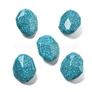 Acrylic Beads, Imitaton Synthetic Turquoise, Faceted, Oval, Dark Turquoise, 25x20x10mm, Hole: 1.8mm, 196pcs/500g(OACR-Q016-14A)