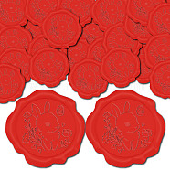 100Pcs Easter Adhesive Wax Seal Stickers, Envelope Seal Decoration, For Craft Scrapbook DIY Gift, Red, Rabbit, 30mm(DIY-CP0010-17A)