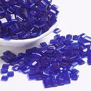 MIYUKI TILA Beads, Japanese Seed Beads, 2-Hole, (TL151) Transparent Cobalt, 5x5x1.9mm, Hole: 0.8mm, about 590pcs/50g(SEED-X0054-TL151)