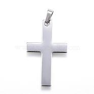 304 Stainless Steel Pendants, Latin Cross, Stainless Steel Color, 36.5x22x1mm, Hole: 4x7mm(STAS-G124-16P)