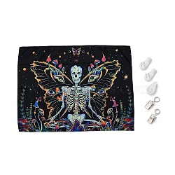 UV Reactive Blacklight Tapestry, Polyester Decorative Wall Tapestry, for Home Decoration, Rectangle, Skull Pattern, 950x750x0.5mm(HJEW-F015-01K)