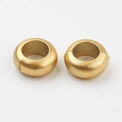 CCB Plastic Beads, Rondelle, Matte Gold Color, 10x4.5mm, Hole: 6mm(CCB-P003-03AG)