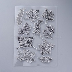 Silicone Stamps, for DIY Scrapbooking, Photo Album Decorative, Cards Making, Stamp Sheets, Leaf Pattern, 160x110x3mm(DIY-L036-A02)