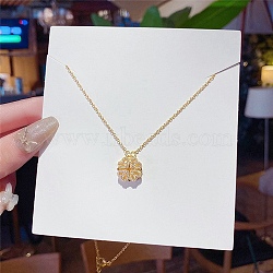 Stainless Steel Cable Chain Necklaces, Rhinestone Pendant Necklaces, Clover, 8.27~19.69 inch(21~50cm)(FS-WG30730-09)