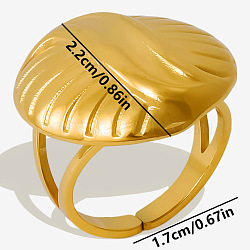 Oval 304 Stainless Steel Fashion Cuff Open Ring for Women, Golden, 22mm(OQ8393-2)