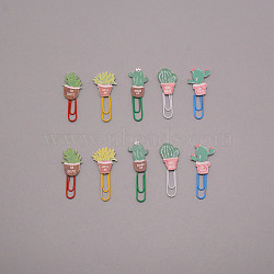 Plant Shape Iron Paperclips, Cute Paper Clips, Funny Bookmark Marking Clips, Mixed Color, 47~50.5x16.5~23x3.5mm, 10pcs/set(AJEW-WH0258-195B)