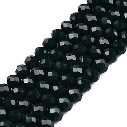 Opaque Solid Color Glass Beads Strands, Faceted, Rondelle, Dark Slate Gray, 4x3mm, Hole: 0.4mm, about 145pcs/strand, 18.9 inch(48cm)(X-EGLA-A034-P4mm-D12)