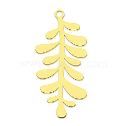 201 Stainless Steel Pendants, Laser Cut, PVD Vacuum Plating, Leaf, Golden, 31.5x15x1mm, Hole: 1.6mm(STAS-S105-LA772-2)