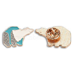 Polar Bear Shape Enamel Pin, Light Gold Plated Alloy Animal Badge for Backpack Clothes, Nickel Free & Lead Free, Medium Turquoise, 28.5x20.5mm(JEWB-N007-229)
