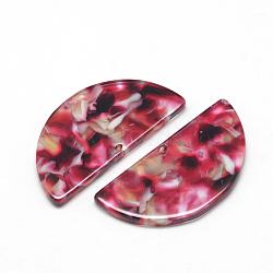 Cellulose Acetate(Resin) Semi Circle Pendants, Half Round, FireBrick, 23.5x12x2.5mm, Hole: 1.5mm(KY-S111A-A308)