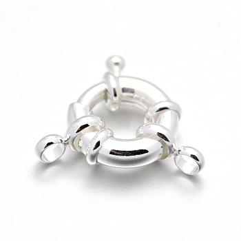 Rack Plating Brass Spring Ring Clasps, 925 Sterling Silver Plated, 13x5mm, Hole: 2mm