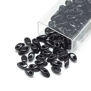 MiYuki Long Magatama Beads, Japanese Seed Beads, (LMA401) Opaque Black, 7x4mm, Hole: 1mm, about 3500pcs/bag, 450g/bag
