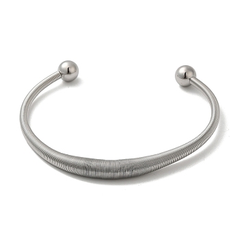 304 Stainless Steel Open Cuff Bangle, Wire Wrap Bangle for Women, Stainless Steel Color, Inner Diameter: 2-1/2 inch(6.5cm)