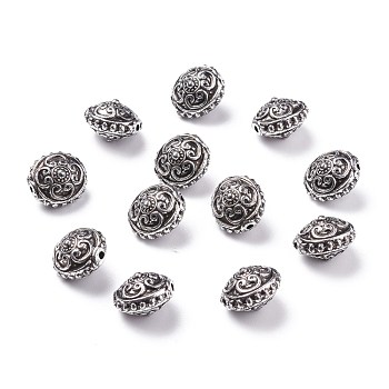 Flat Round Antique Acrylic Beads, Antique Silver Plated, 15x14x11.5mm, Hole: 2mm